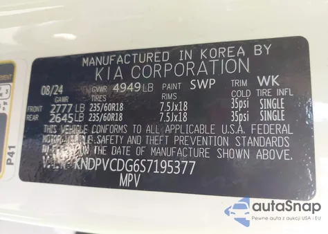 2025 Kia Sportage Hybrid Ex z USA, uszkodzony, nr VIN KNDPVCDG6S7195377